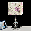 40W Modern Table Light with Crystal Lamp Pole and Floral Printed Fabric Shade