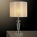 40W luz de mesa elegante com cristal corpo da lâmpada e máscara de tecido em cromo polido