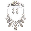 Gorgeous Imitation Pearl Alloy Wedding Bridal Jewelry Set Including Necklace, Earrings And Tiara
