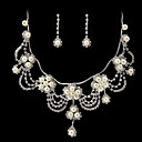 hermosa rhinestone / perla de imitación joyería nupcial conjunto - 17 pulgadas collar con aretes