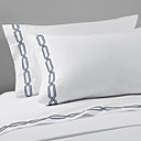 4PCS Dark Blue Pattern Embroidery Cotton Sheet Set