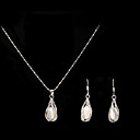 Fresh Water Pearl With Alloy Plated Wedding Bridal Jewelry Set Including Necklace And Earrings