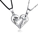 Nice Silver/Hide Rope With Platinum Plated Cubic Zirconia Lovers' Fashion Necklace