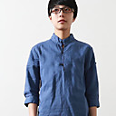 Männer chinesischen Ständer Linen ½ Länge Sleeve Shirt
