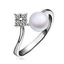 Mooie Platinum plated met zirkonia Parel Ring