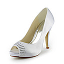 Satin Stiletto Heel Peep Toe With Rhinestone Wedding Shoes (More Colors)