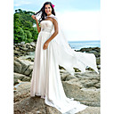 A-line Strapless Sweep/Brush Train Chiffon Wedding Dress With A Wrap