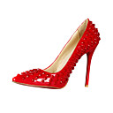Elegante Rivet pelle verniciata tacco a spillo punta appuntita partito / sera scarpe