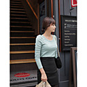 XLER Verde Girocollo Perline Bubble Sleeve Blouse