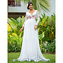 gaine / colonne v-cou-parole longueur mousseline de soie et dentelle robe de mariée