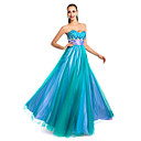 Palabra de longitud vestido de noche sin tirantes de Tulle A-line/Princess