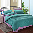 4PCS Green & Purple Print Cotton Duvet Cover Set