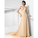a-line Riemen Kapelle Zug Chiffon Abendkleid