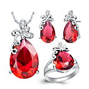 18K Verbazingwekkende Plated Crystal Vrouwen Inclusief Hanger Oorbellen Ringen