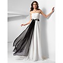 A-ligne bretelles balayage / pinceau train satin robe de soirée en mousseline de soie
