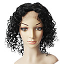 Lace Front 100% real del pelo humano Negro ondulada larga peluca de pelo