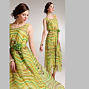 Vrouwen Golvend Print Maxi Jurk met riem
