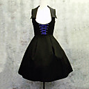 Sleeveless Short Low-cut Black Cotton Gothic Lolita Dress