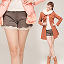 Damen Karo-Muster Lace Hem Shorts
