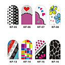 12PCS 3D Full-cubrir Nail Art Stickers Cartoon punto Series (NO.2, colores surtidos)
