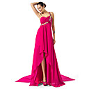 Sheath/Column One Shoulder Asymmetrical/Watteau Train Chiffon Evening Dress