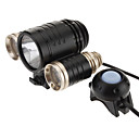 4-Mode Cree XML-T6 + 2 XP-G R5 Remote Control LED Flashlight for Bicycle(4x18650, Black)