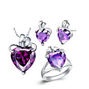 18K Lovely Rhinestone With Blue Crystal Plated Women's Including Pendant Earrings Rings