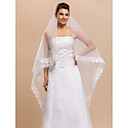 Uno strato cappella velo da sposa con bordo in pizzo applique