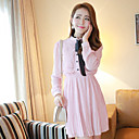 Women's Bandage Pleated Long Sleeve Dress