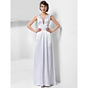 bainha / coluna colher assoalho-comprimento de cetim stretch vestido de noite