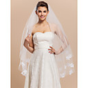 2 couches de doigts voile de mariée en satin Fleurs