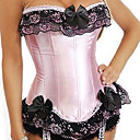 Pink Satin Sweet Lolita Corset with Black Lace