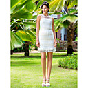 Sheath/Column Jewel Short/Mini Chiffon And Chiffon Wedding Dress