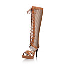 Fashion Leatherette Stiletto Heel Knee-high Boots With Lace-up Party / Evening Shoes(More Colors)