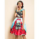 TS Ethnic Print Wasp Waist Swing Dress