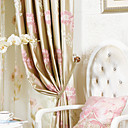 (Dos paneles) país de imitación de seda jacquard floral cortinas de ahorro de energía