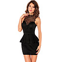 Entrancing Hollow-out Back Peplum Dress Black(Hip:90-104cm  Length:105cm)