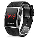 Red LED Silicone Band Wrist Watch - Black