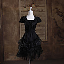 Short Sleeve Short Cotton Black Gothic Princess Lolita Dress
