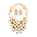 Kvinners Elegant Pearl Beaded Chiffon Necklace