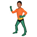 Child Green and Orange Mixed Color Lycra Zentai