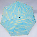 Ruffled Trim Polk Dots Sweet Lolita Folding Umbrella