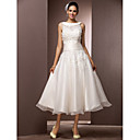 A-Line bateau té de longitud de organza vestido de novia con una envoltura