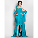 A-line V-neck Asymmetrical Chiffon Mother of the Bride Dress With A Wrap