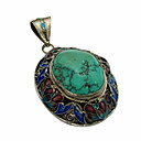 hoogwaardige antient turquoise 925.sterling zilveren hanger (aantal: 3) freeshipping (rp003)